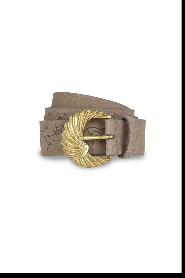 Hoss Intropia Laura. Cinto em croute com pespontos Castanho