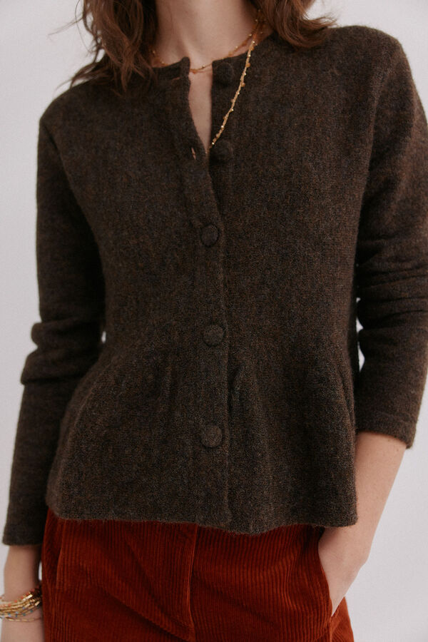 Hoss Intropia Ivana. Casaco de malha com bot&otilde;es Castanho