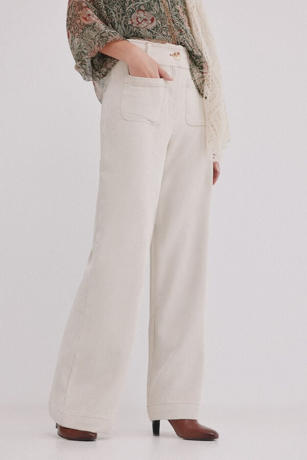 Hoss Intropia Payton. Calça de veludo cotelê Ecru