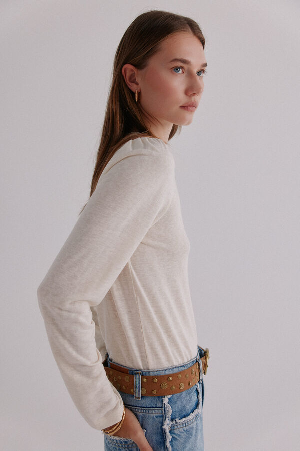 Hoss Intropia Margot. Camiseta manga manga Beige