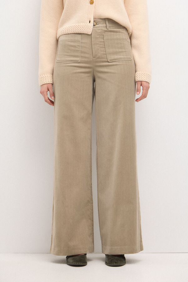 Hoss Intropia Pepita. Straight velvet trousers Gray