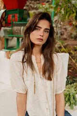 Hoss Intropia Celia. Blusa bordado floral Ecru