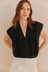 Hoss Intropia Guadalupe. Blusa com franzidos Ecru