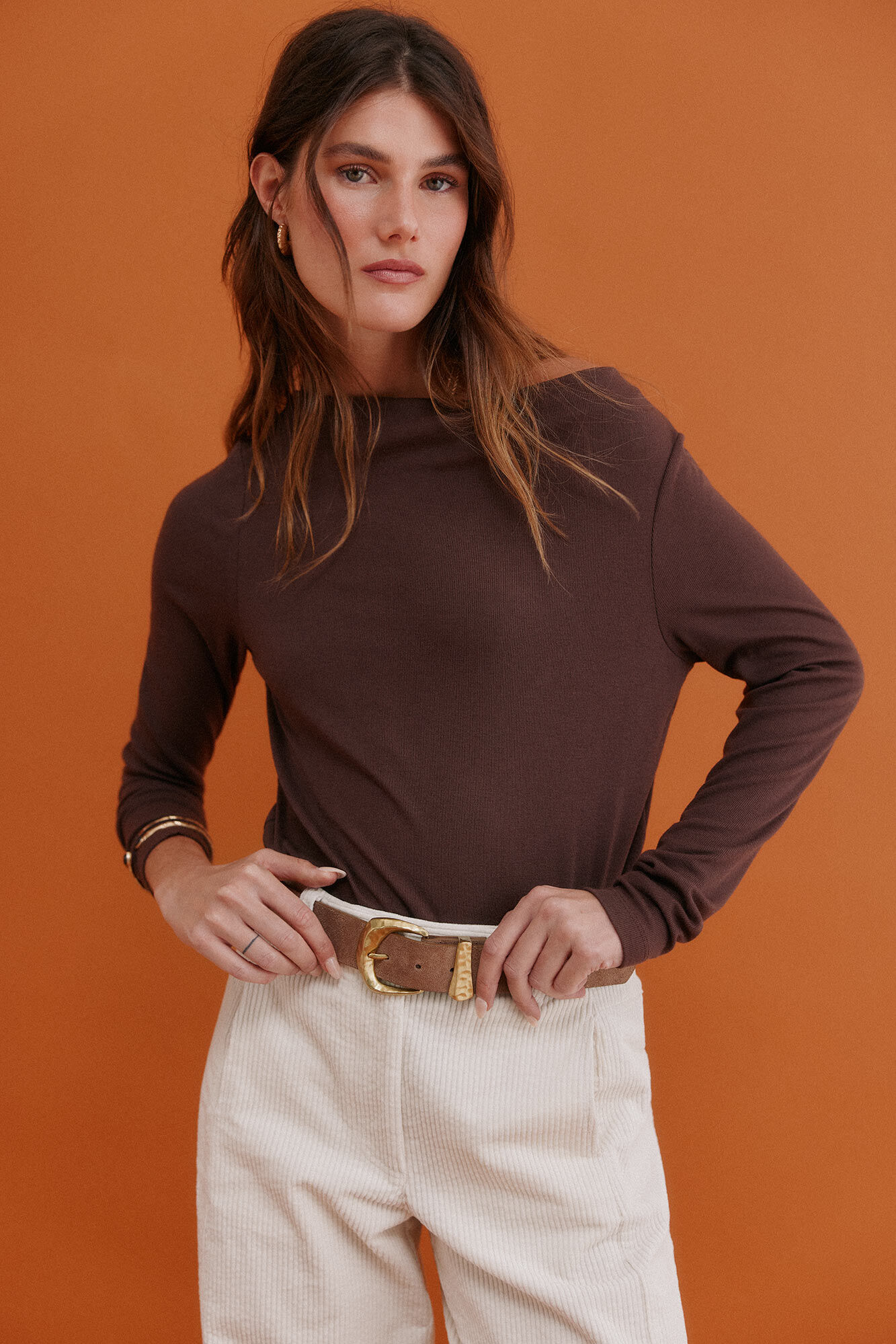 Hoss Intropia Mirta. T-shirt com decote drapeado