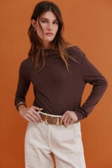 Hoss Intropia Mirta. T-shirt com decote drapeado Castanho