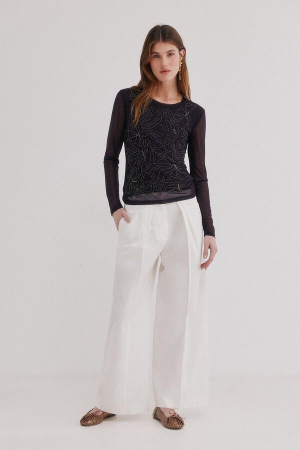 Hoss Intropia Mariana. Top bordado Roxo