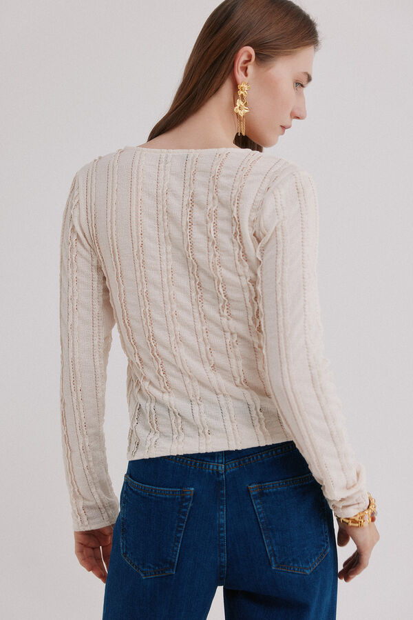 Hoss Intropia Miranda. T-shirt rom&acirc;ntica Ecru