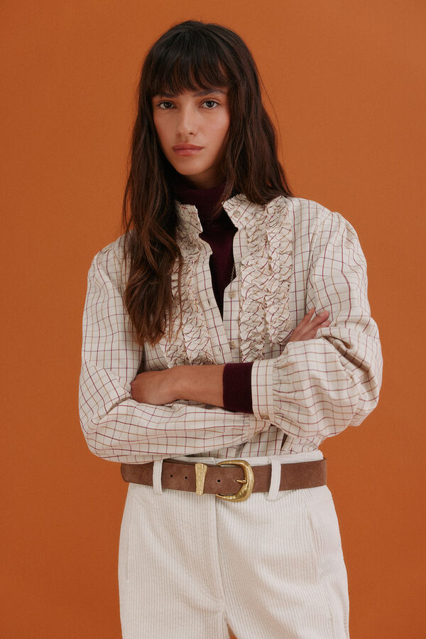 Hoss Intropia Gina. Blusa xadrez Ecru