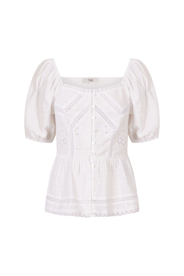 Hoss Intropia Gaia. Blusa peplum rom&acirc;ntica Ecru