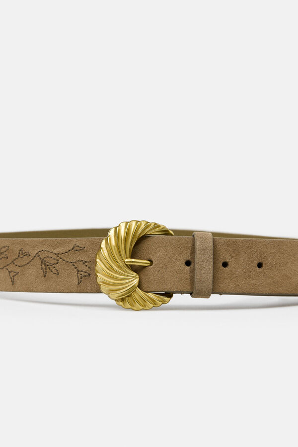Hoss Intropia Laura. Cinto em croute com pespontos Castanho