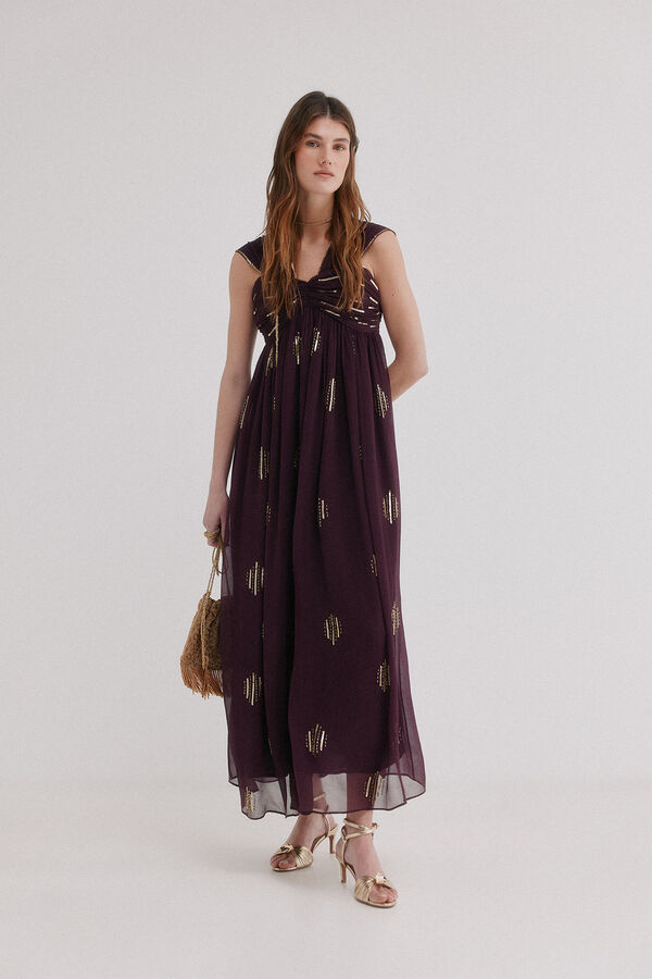 Hoss Intropia Aurora. Vestido bordado Roxo