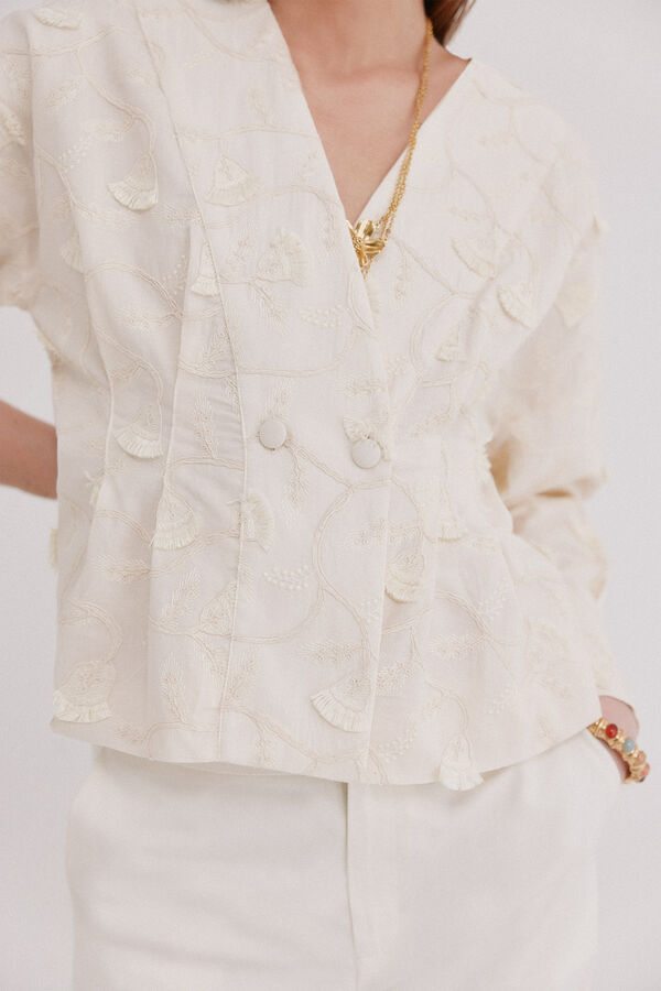 Hoss Intropia Gema. Blusa bordada Ecru