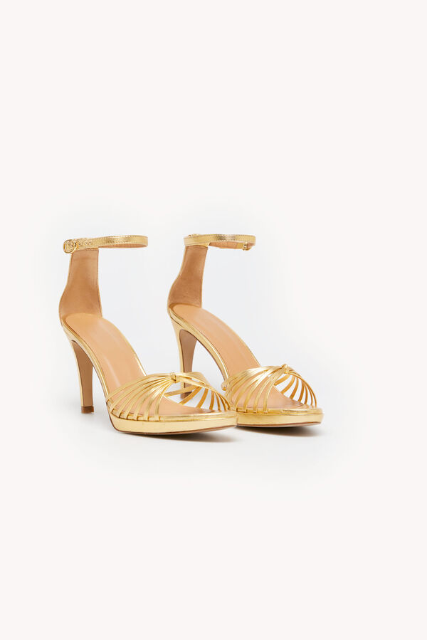 Hoss Intropia Maia. Leather sandals with heels Gold