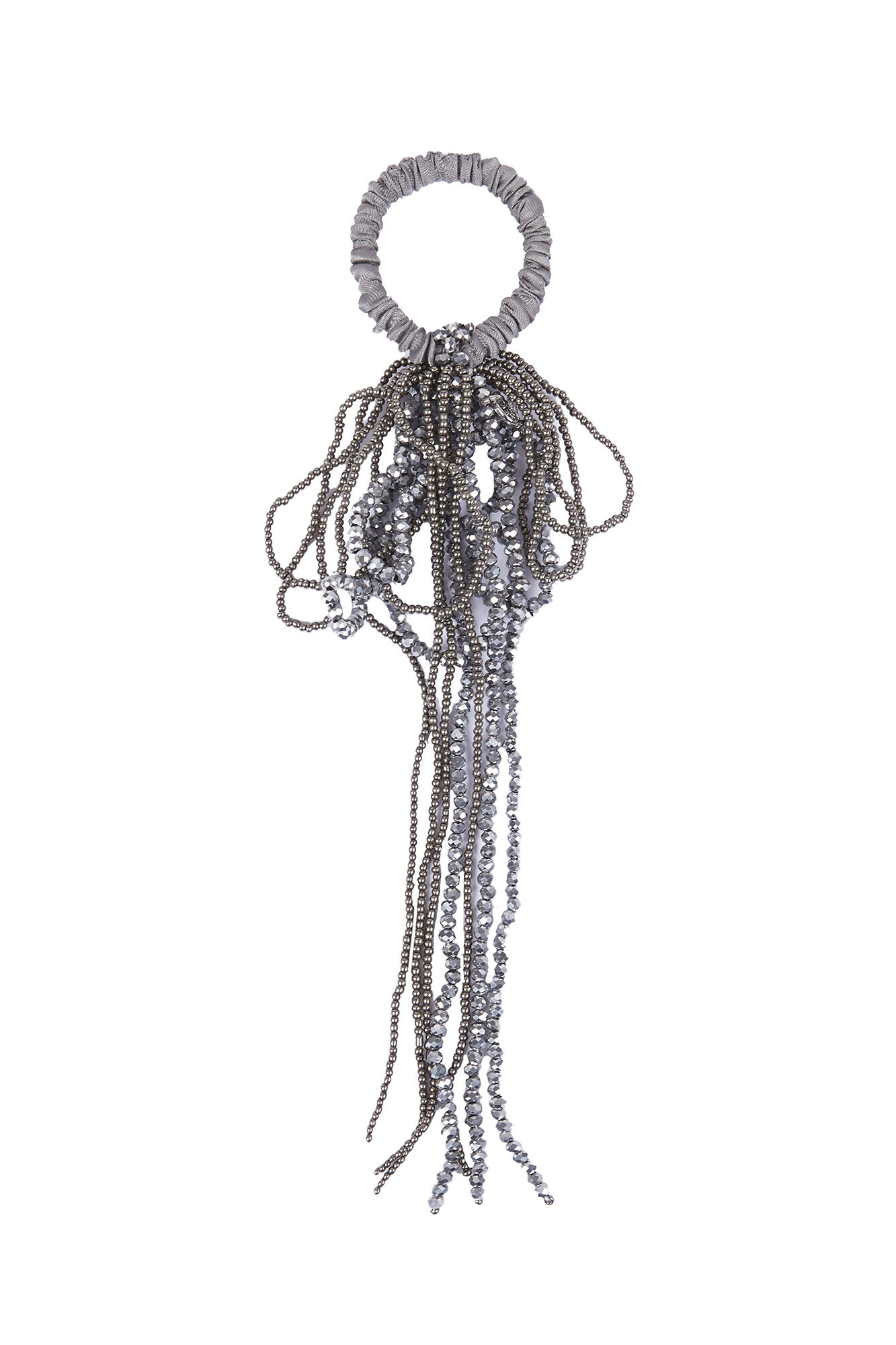 Hoss Intropia Leticia. El&aacute;stico de cabelo prateado com missangas