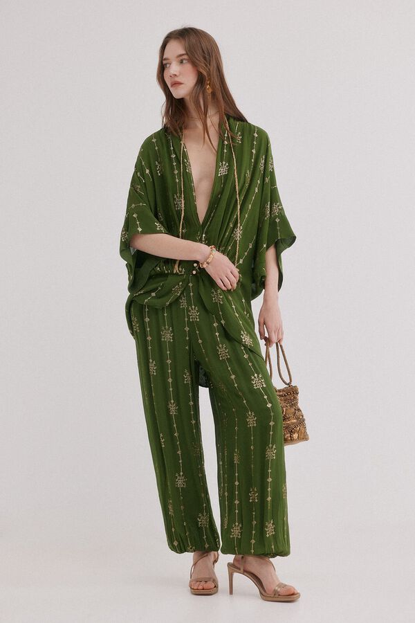 Hoss Intropia Embroidered blouse Ghana Khaki