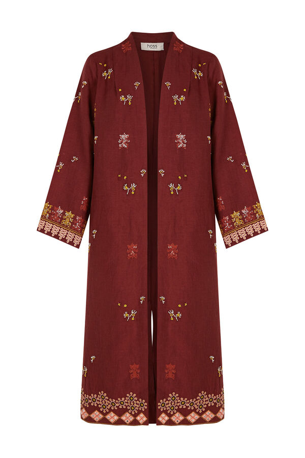 Hoss Intropia Entra. Kimono de lino largo Granate