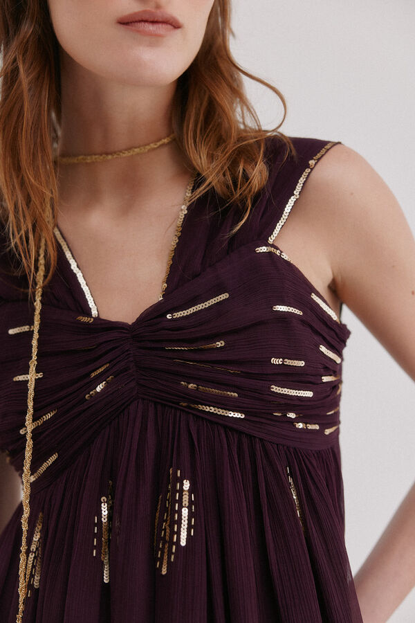 Hoss Intropia Aurora. Vestido bordado Morado