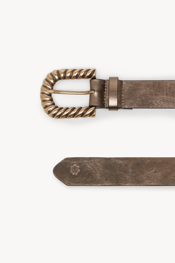 Hoss Intropia Mar. Sustainable leather belt Gold