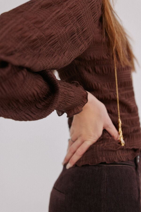 Hoss Intropia Mafalda. Top franzido Castanho