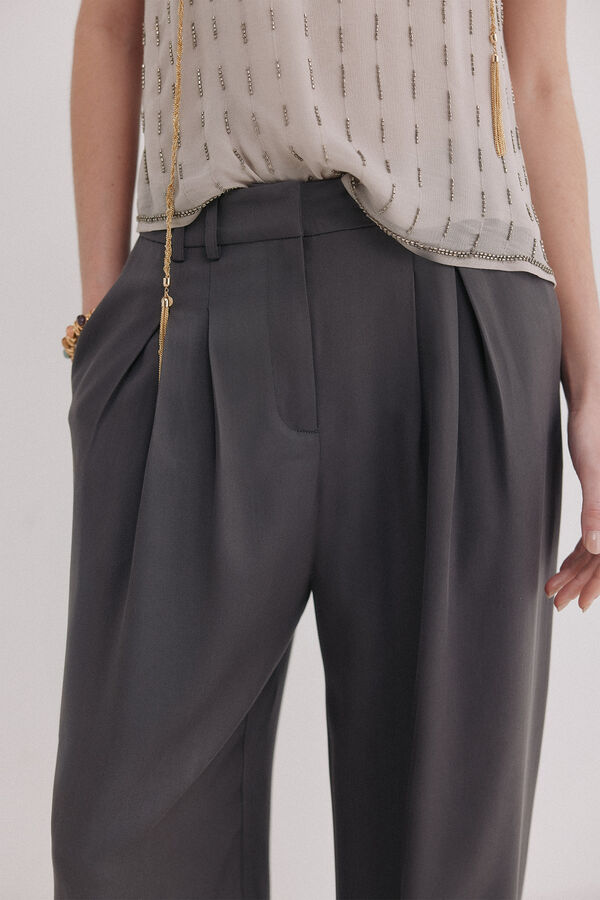 Hoss Intropia Paloma. Double pleat trousers Gray