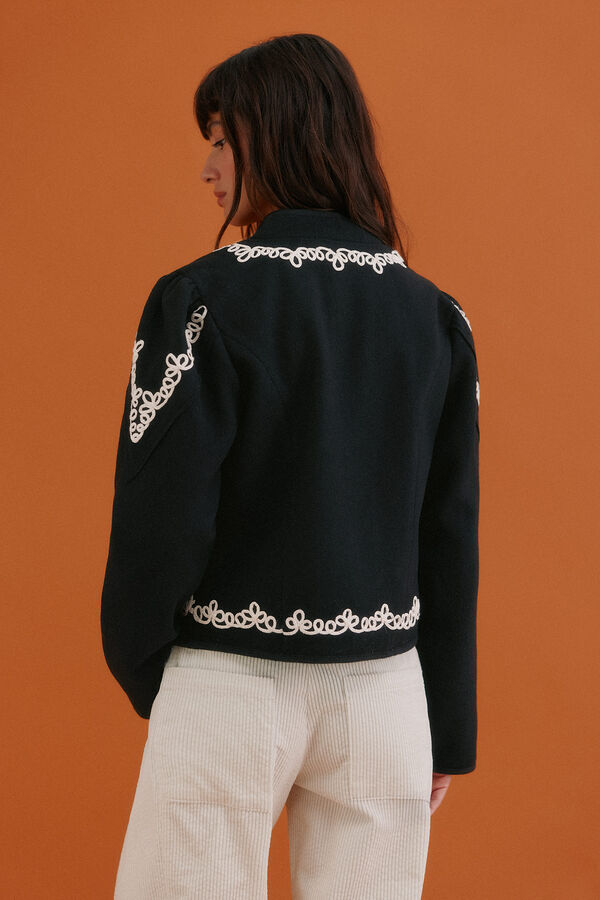 Hoss Intropia Fabiola. Casaco bordada Preto