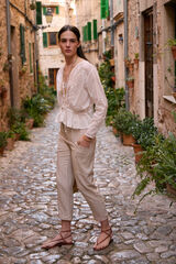 Hoss Intropia Paige. Striped trousers with pockets Ivory