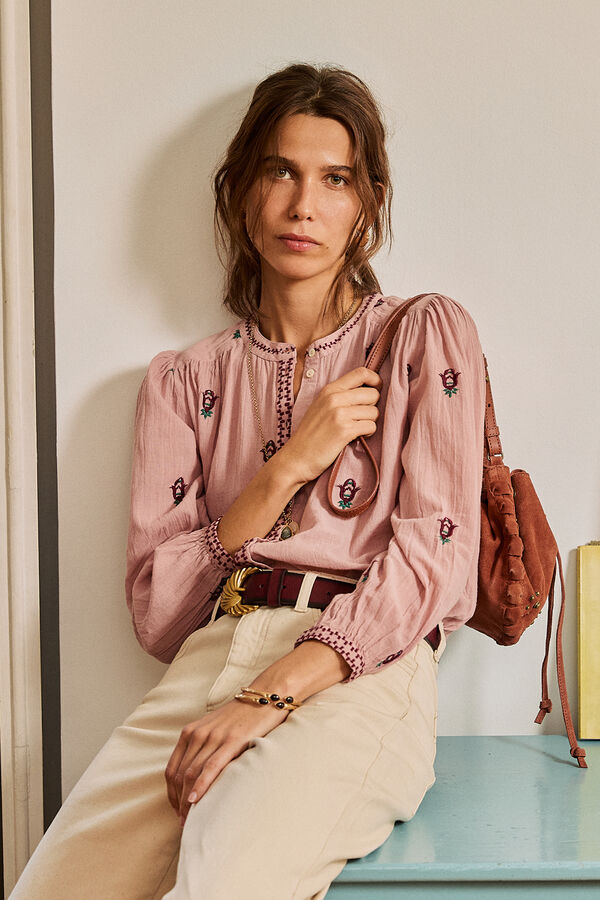 Hoss Intropia Carine. Blusa bordada Kaki