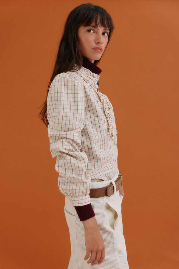 Hoss Intropia Gina. Blusa xadrez Ecru