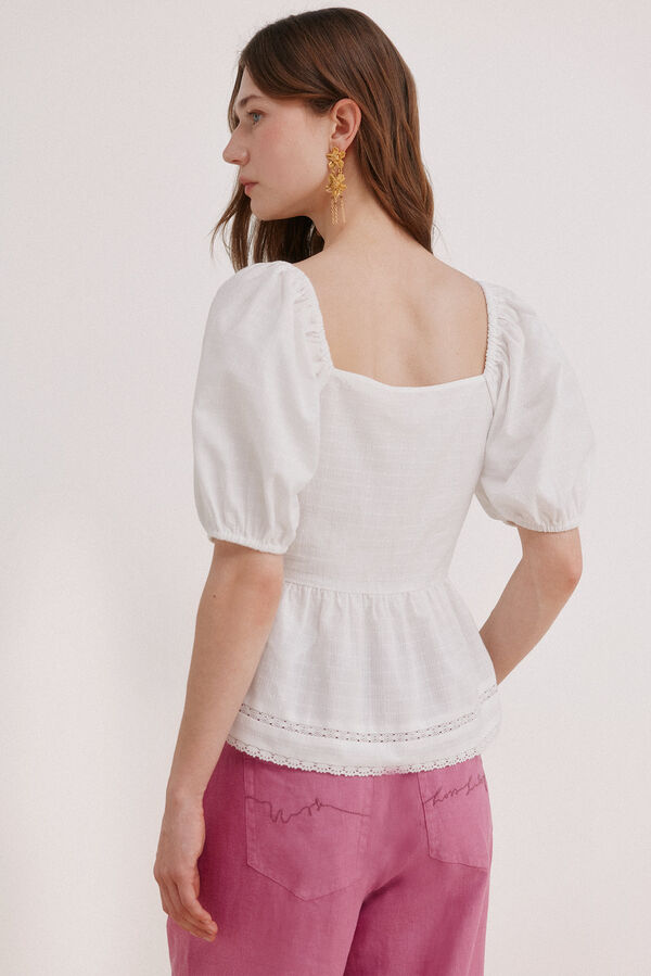 Hoss Intropia Gaia. Blusa peplum rom&acirc;ntica Ecru