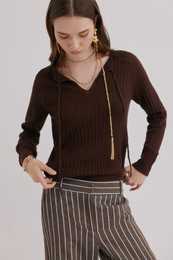 Hoss Intropia Openwork jumper Imala Brown