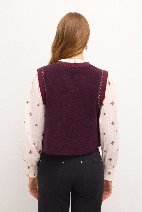 Hoss Intropia Teodora. embroidered jersey<br>-knit vest Wine