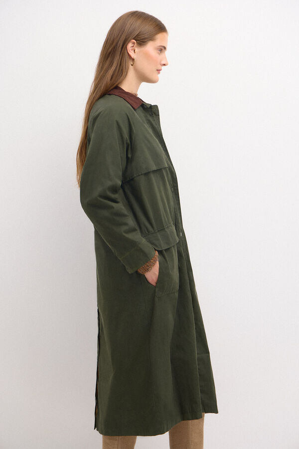 Hoss Intropia Desiré. Long waxed parka Khaki