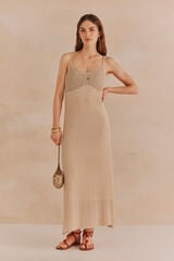 Hoss Intropia Nora. Vestido tirantes punto. Marfil
