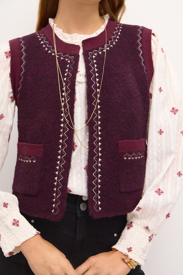 Hoss Intropia Teodora. embroidered jersey<br>-knit vest Wine