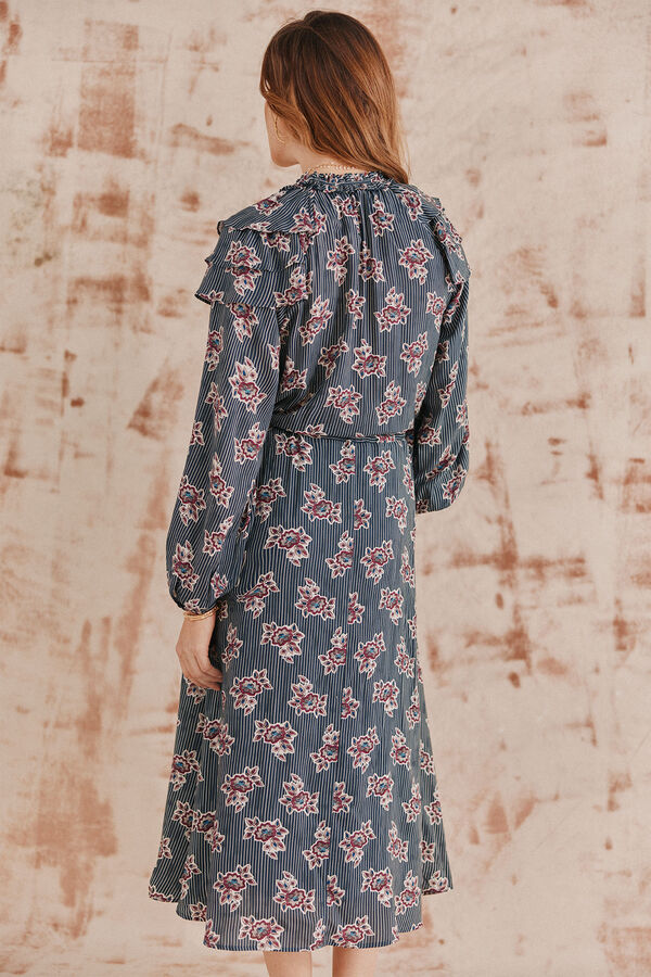 Hoss Intropia Alejandra. Vestido estampado. Azul