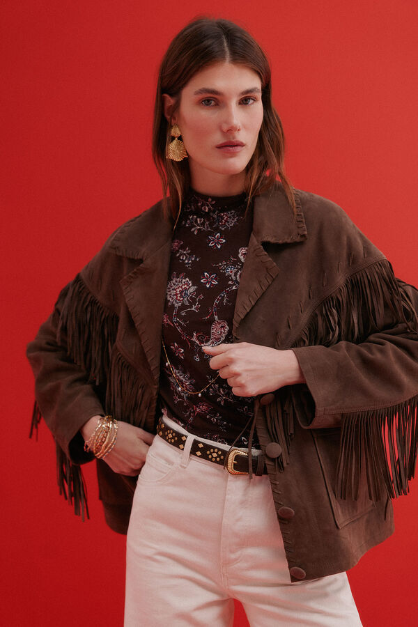 Hoss Intropia F&aacute;tima. Casaco de franjas Castanho