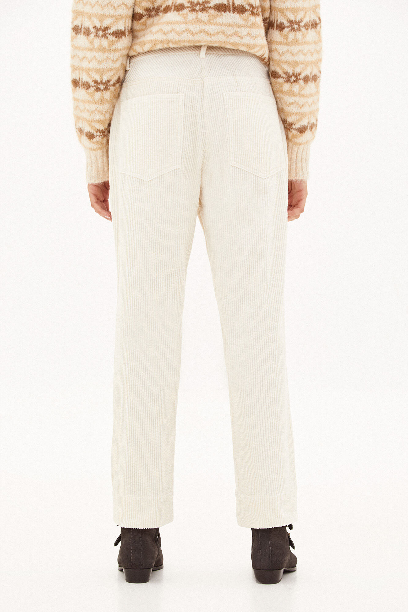 White Corduroy One Pleat Trousers | Acquista su Barròco