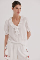 Hoss Intropia Carina. Blusa com folho Ecru