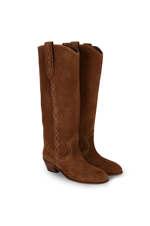 Hoss Intropia Maialen. Botas de serraje cowboy Marron