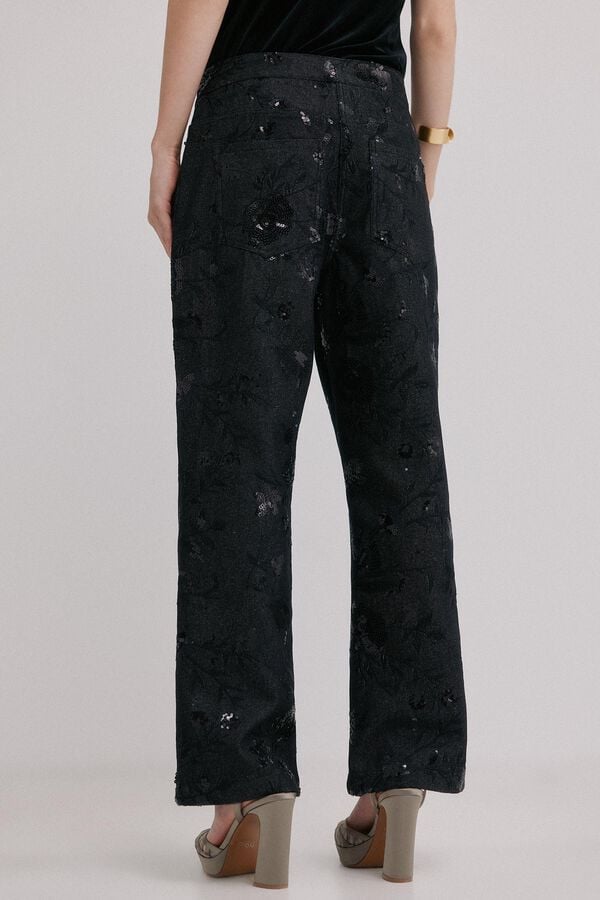 Hoss Intropia Becca. Jeans bordado Cinzento