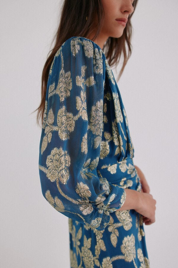 Hoss Intropia Amanda. Vestido jacquard Azul