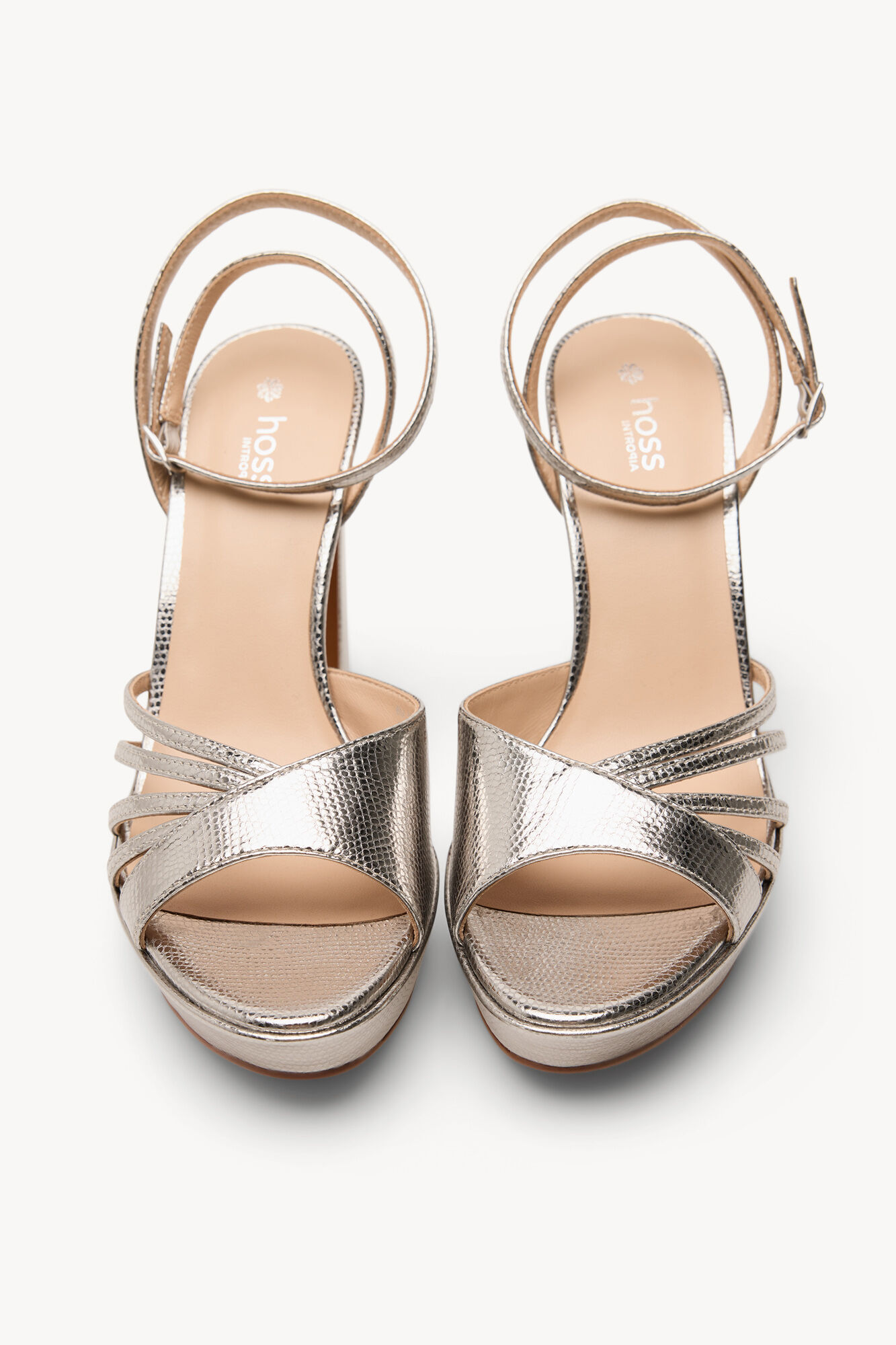 Hoss Intropia Marisa. Sandalias tac&oacute;n piel grabada