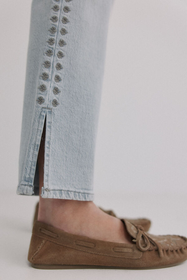 Hoss Intropia Brigitte. Jeans bordado Cinzento