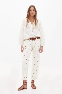 Hoss Intropia Octavia. Embroidered straight jeans Ivory