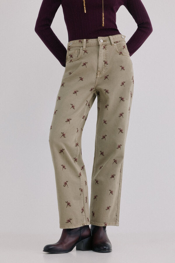 Hoss Intropia Bettina. Cal&ccedil;a jeans bordada Verde