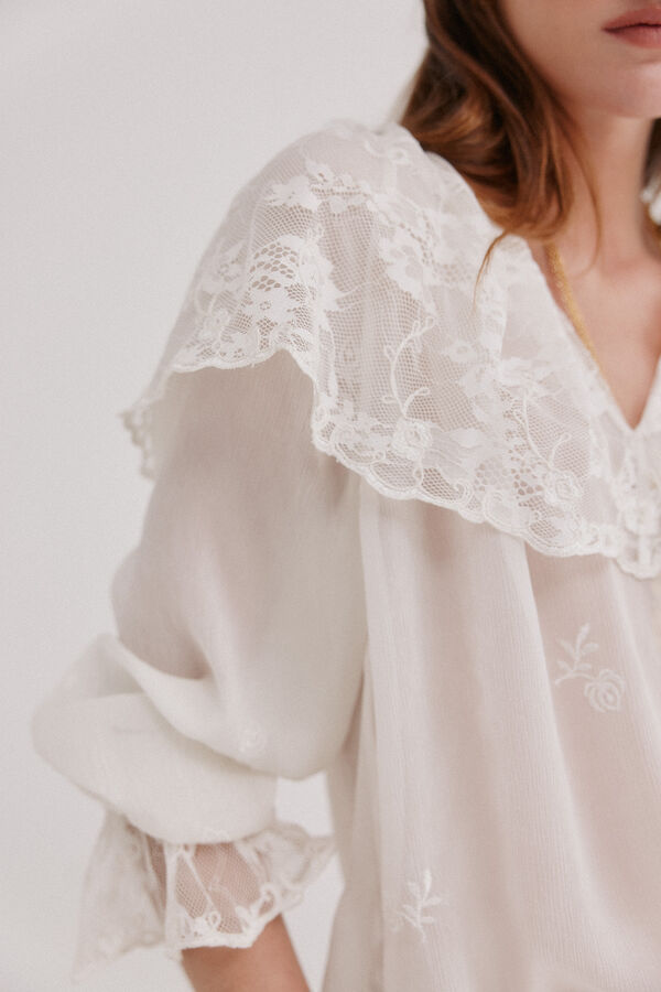 Hoss Intropia Catalina. Blusa rom&acirc;ntica Ecru