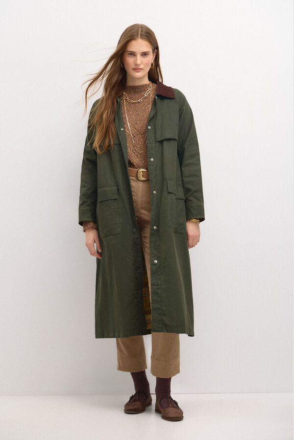 Hoss Intropia Desiré. Long waxed parka Khaki