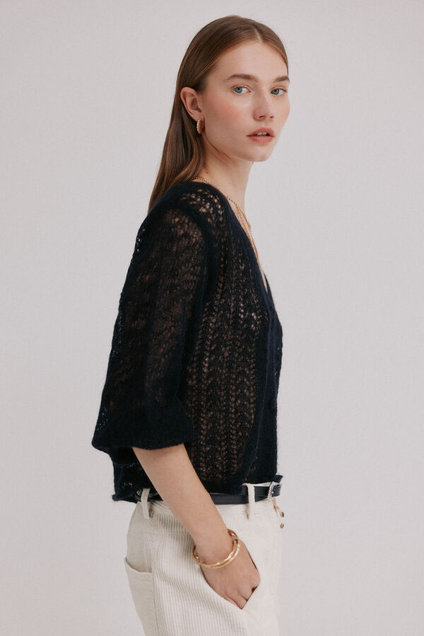 Hoss Intropia Ivy. Casaco de malha vazado Preto
