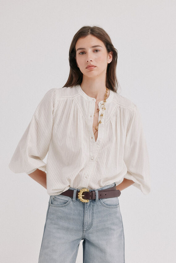 Cyra .Blusa fluida cuello mao