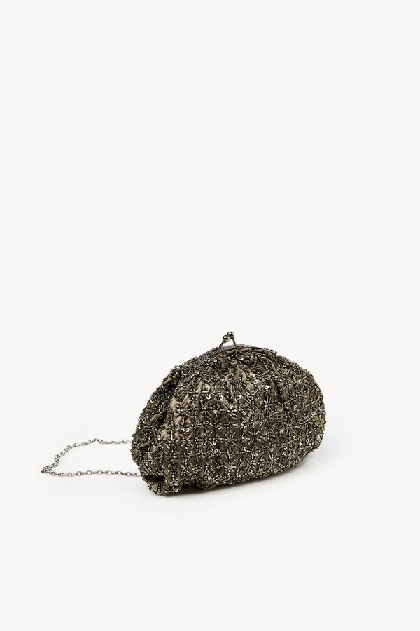 Hoss Intropia Nuria. Mala clutch bordada Cinzento